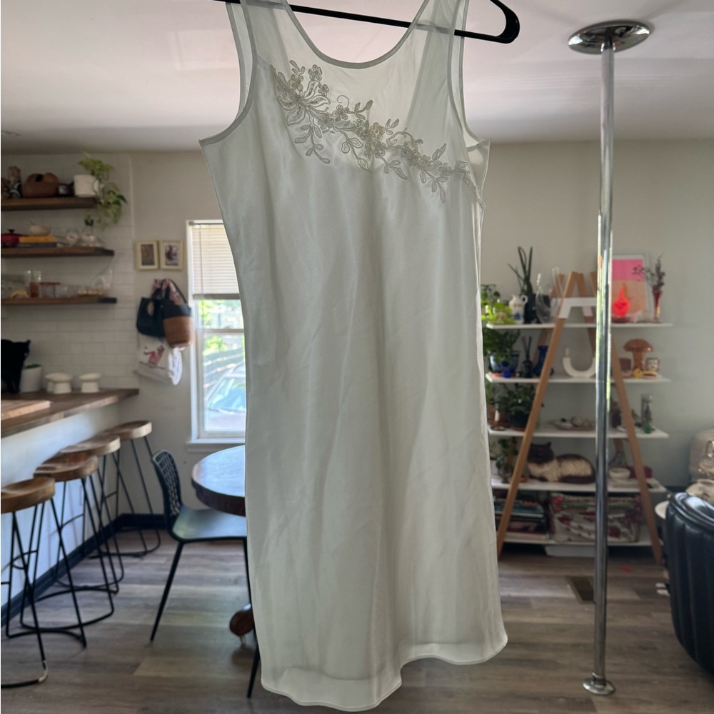 Elegant White Embroidered Slip Dress
